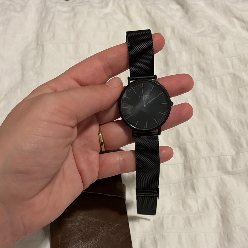 Black Mesh Cluse Strap Watch